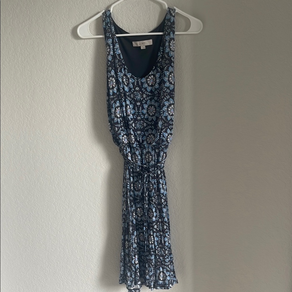 LOFT Navy and White Floral Mini Dress